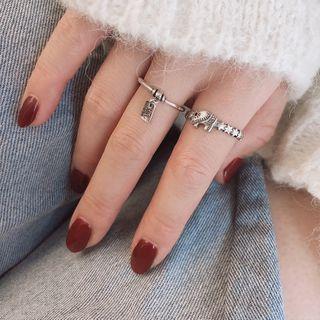 925 Sterling Silver Elephant / Tag Open Ring