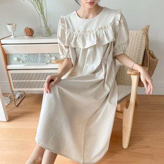 Puff Sleeve Ruffled Oversized Dress