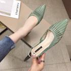 Cutout Faux Leather Pointed Slingback Low Heel Pumps