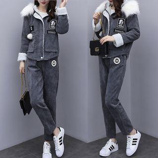Set: Fleece-lined Hooded Zip Jacket + Pants