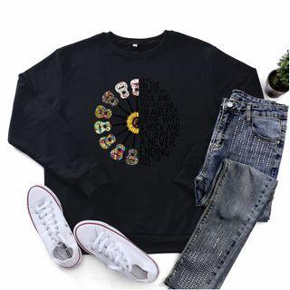 Lettering Guitar Print Sweatshirt
