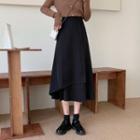 High Waist Asymmetrical Midi A-line Skirt