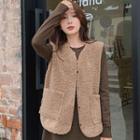Faux Shearling Vest / Knit Top