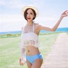 Bikini Set: Lace-layered Bikini Top + Bottom