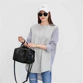 Color-block Dip-back Stripe Top