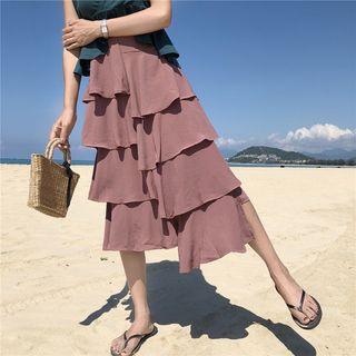 Layer Midi Tiered Skirt Skirt - One Size