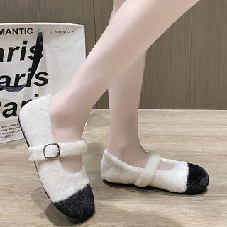 Two-tone Fluffy Mary Jane Shoes