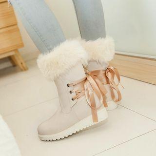 Fleece-trim Wedeg Mid-calf Boots
