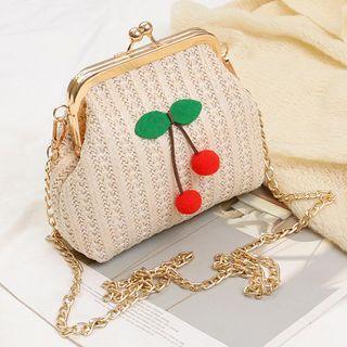 Cherry Woven Crossbody Bag Khaki - One Size