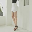Wrap-front Linen Miniskirt