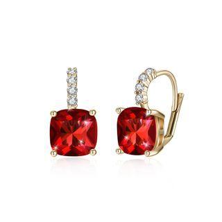 Simple And Elegant Champagne Plated Gold Geometric Red Austrian Element Crystal Earrings Champagne - One Size