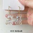 Bear Dangle Earring 1 Pair - 925 Silver - Transparent - One Size