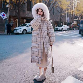 Plaid Padded Zipped Parka