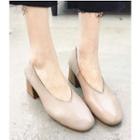 Block-heel Genuine Leather Shoes