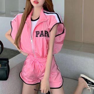 Lettering Zipped Jacket / Shorts