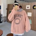 Sun Embroidered Fluffy Paneled Hoodie