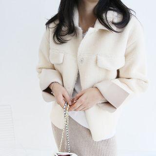 Flap-detail Faux-shearling Jacket