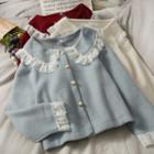 Lace-trim Peter Pan-collar Wool Jacket