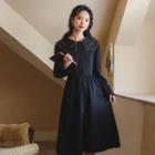 Puff-sleeve Double Collar A-line Dress