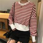 Round Neck Striped Cropped Pullover