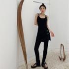 Inset Buckled Mini Skirt Straight-cut Pants