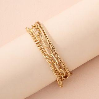 Layered Alloy Bracelet Gold - One Size