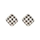 Check Stud Stud Earring 1 Pair - Earrings - Houndstooth - Black & White - One Size
