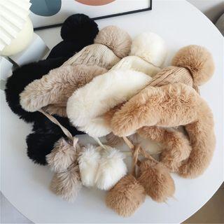 Pompom Cable Knit Trapper Hat