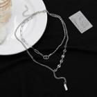 Layered Alloy Necklace Xl1524 - Silver - One Size