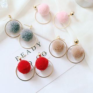 Fluffy Ball Hoop Earring