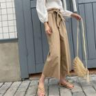 Cropped Bow-accent Wide-leg Pants