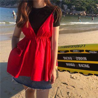 Set: Spaghetti Strap Top + Short-sleeve Top