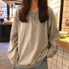 Lace-up Sweatshirt Gray - One Size