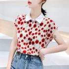 Dotted Cap-sleeve Blouse