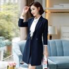 Double-breasted Blazer / Mini Fitted Skirt / Dress Pants / Long-sleeve Shirt / Set