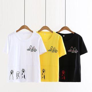 Short-sleeve Embroidered Cartoon T-shirt
