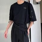 Short-sleeve Button-up Strappy T-shirt