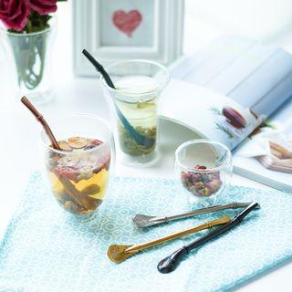 Set Of 6: Metal Drinking Straw + Brush