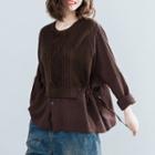 Long-sleeve Cable Knit Paneled Top