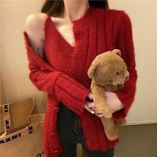 V-neck Knit Camisole Top / Cardigan