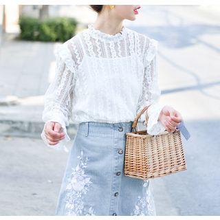 Lace Plain Long-sleeve Top