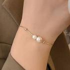Faux Pearl Alloy Bracelet Bead Bracelet - White - One Size