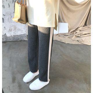 Wide Leg Color-block Knit Pants