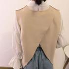 Set: Bell-sleeve Blouse + V-neck Vest