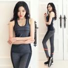Racer-back Mesh-trim Piped Sports Tank Top