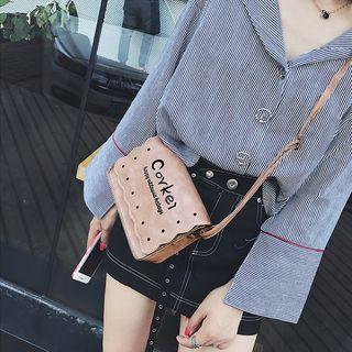 Faux-leather Lettering Shoulder Bag