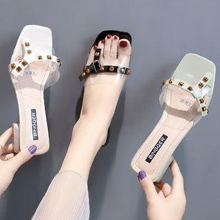 Studded Strap Clear Slide Sandals