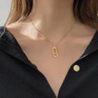 Rhinestone Loop Pendant Necklace Necklace - Rhinestone - Gold & White - One Size