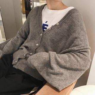 V-neck Cardigan Gray - One Size