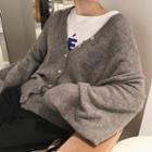 V-neck Cardigan Gray - One Size